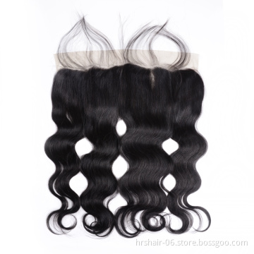 Lace Frontal Closure Human Hair Body Wave,100% Unprocessed Brazilian Virgin Human Hair Pre-Plucked Swiss Lace Frontal